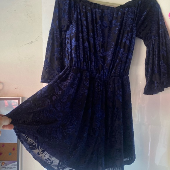 mid sleeved jumper navy blue velvet romper size small - Picture 2 of 2